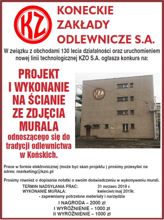 Zaprojektuj mural i wygraj pieniądze! KZO ogłasza ciekawy konkurs