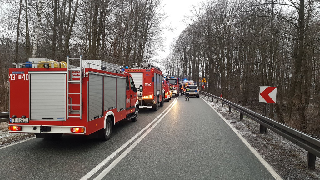 Zderzenie dwóch aut w Skórnicach. Jedna osoba trafiła do szpitala [zdjęcia]