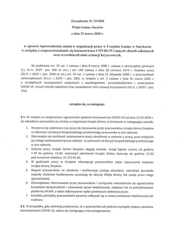 Urzędy w Słupi i Smykowie zmieniają zasady pracy