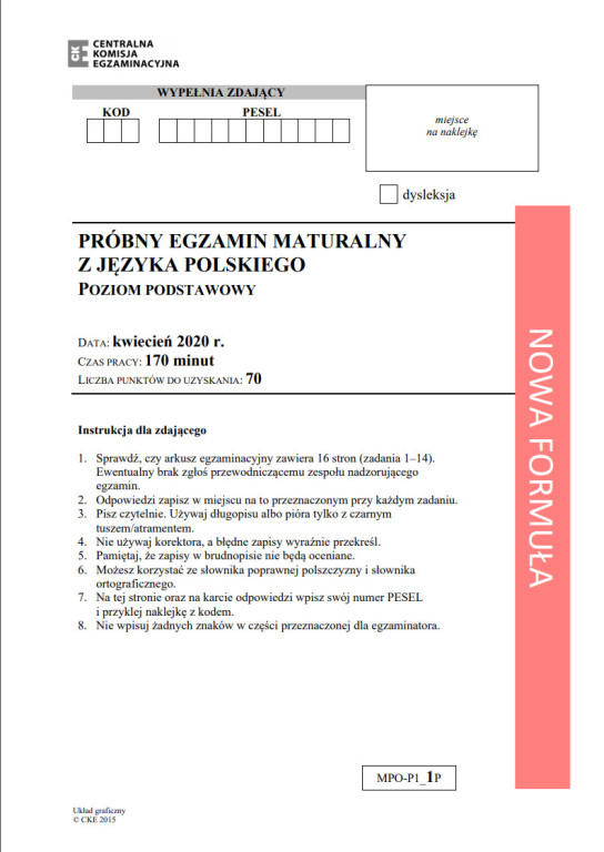 Matura próbna z języka polskiego - Zobacz arkusz