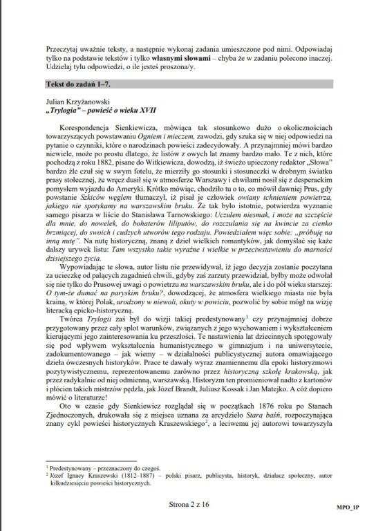 Matura próbna z języka polskiego - Zobacz arkusz