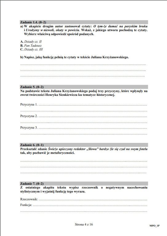 Matura próbna z języka polskiego - Zobacz arkusz