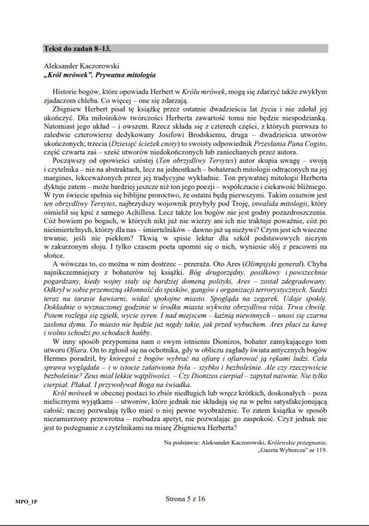 Matura próbna z języka polskiego - Zobacz arkusz