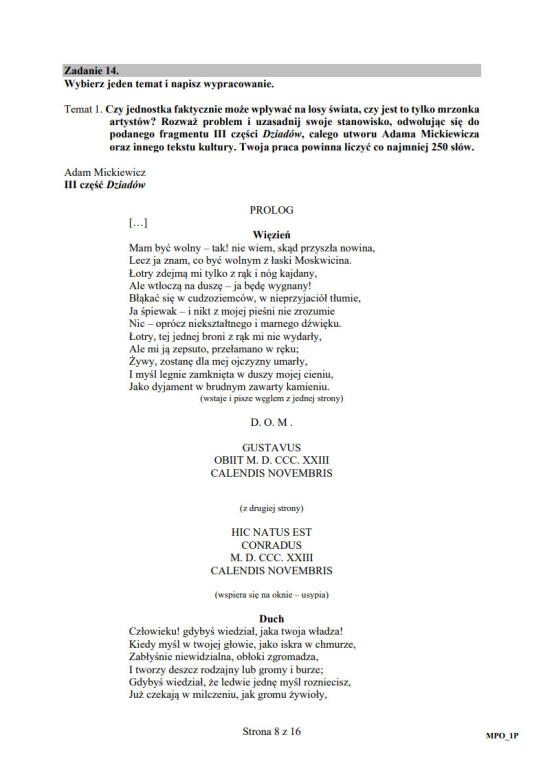 Matura próbna z języka polskiego - Zobacz arkusz