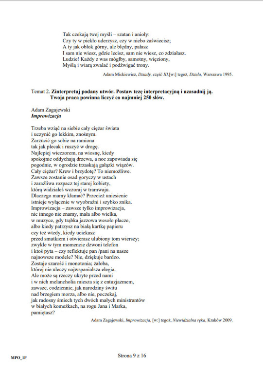 Matura próbna z języka polskiego - Zobacz arkusz