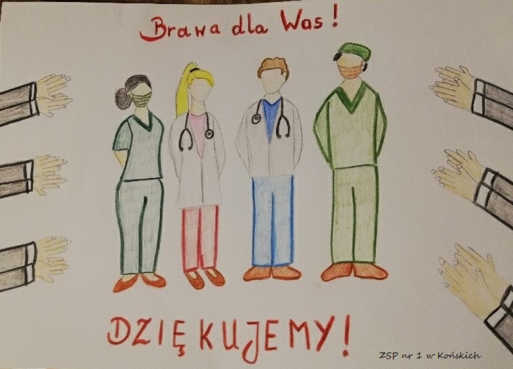 Uczniowie poprzez plakaty podziękowali medykom [fotogaleria]