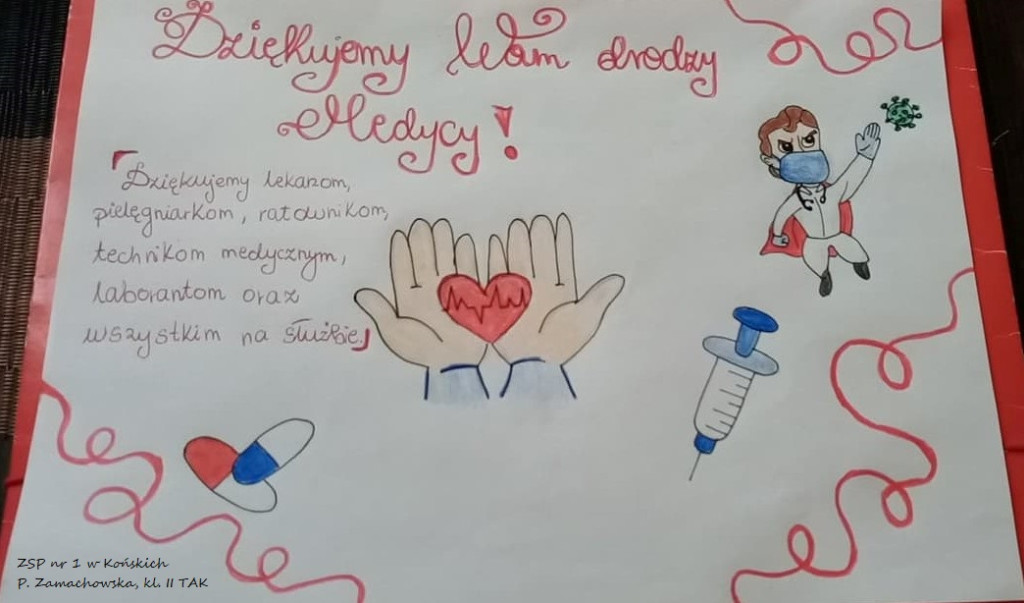 Uczniowie poprzez plakaty podziękowali medykom [fotogaleria]