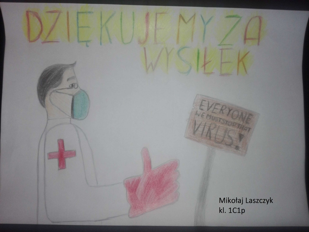 Uczniowie poprzez plakaty podziękowali medykom [fotogaleria]