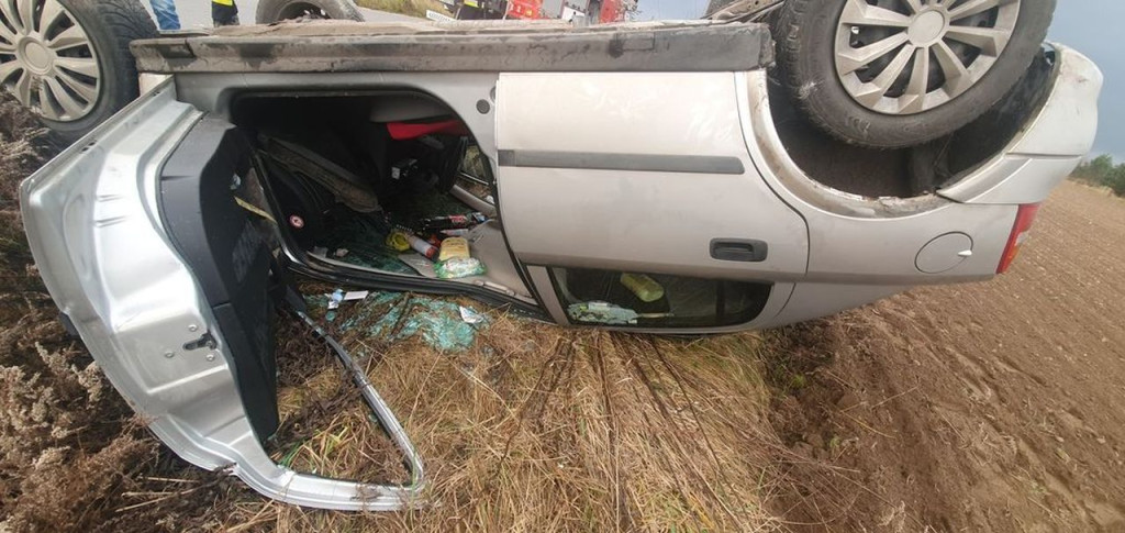 Stado jeleni na drodze. Opel w rowie! Roczne dziecko trafiło do szpitala