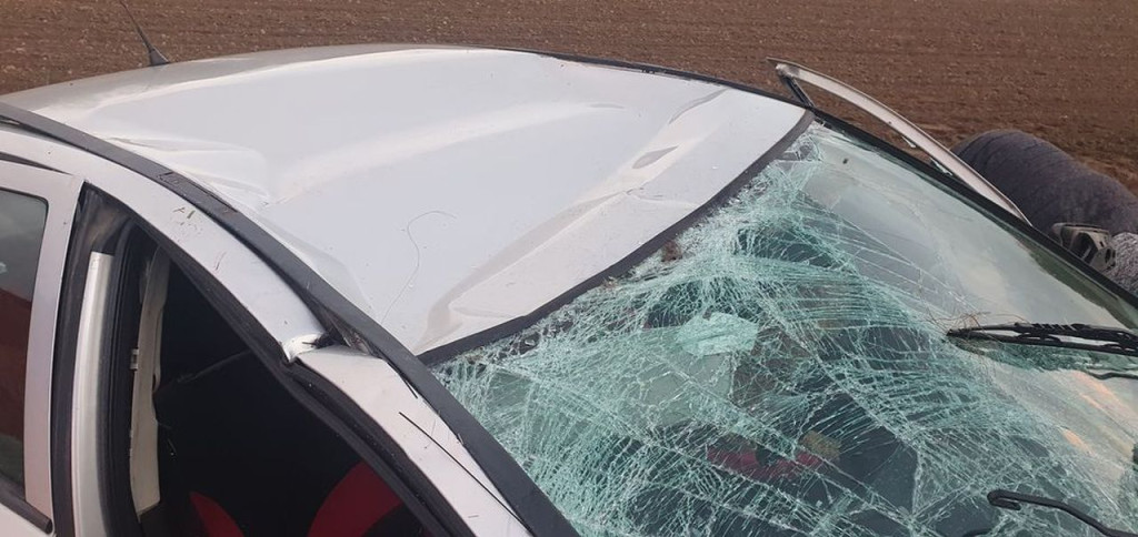 Stado jeleni na drodze. Opel w rowie! Roczne dziecko trafiło do szpitala