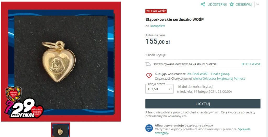 Trwają licytacje na rzecz WOŚP. Zobaczcie najciekawsze z nich [zdjęcia]