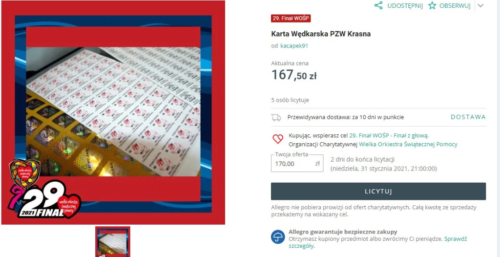 Trwają licytacje na rzecz WOŚP. Zobaczcie najciekawsze z nich [zdjęcia]