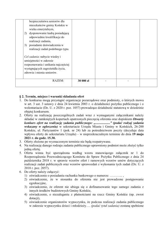 Gmina Końskie: Można składać oferty na zadania publiczne