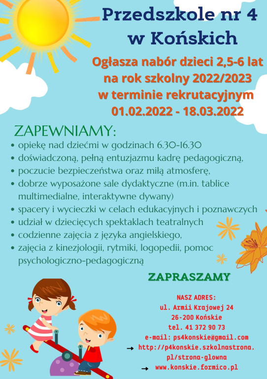 Przedszkole nr 4: Świetne warunki lokalowe i nowoczesne pomoce dydaktyczne!