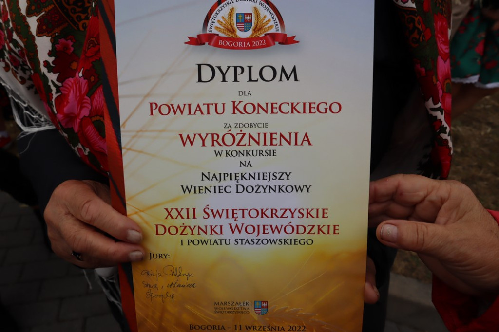 Konecki laur wyróżniony na wojewódzkich dożynkach w Bogorii