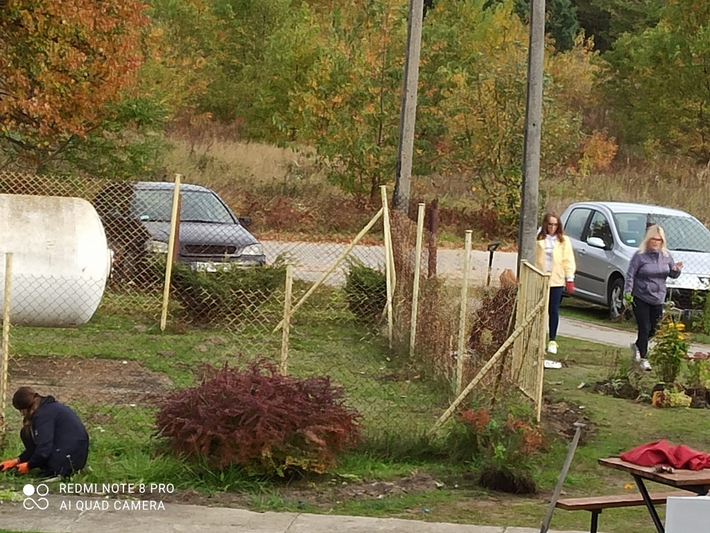 Uczniowie ZSP nr 1 z Końskich sadzili żonkile i krzewy przy Hospicjum Sykulskiego