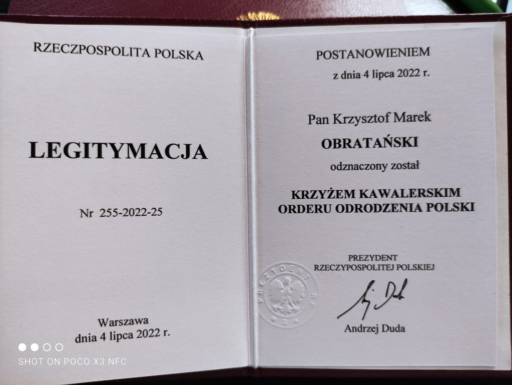 Krzysztof Obratański wyróżniony Orderem Odrodzenia Polski [zdjęcia]