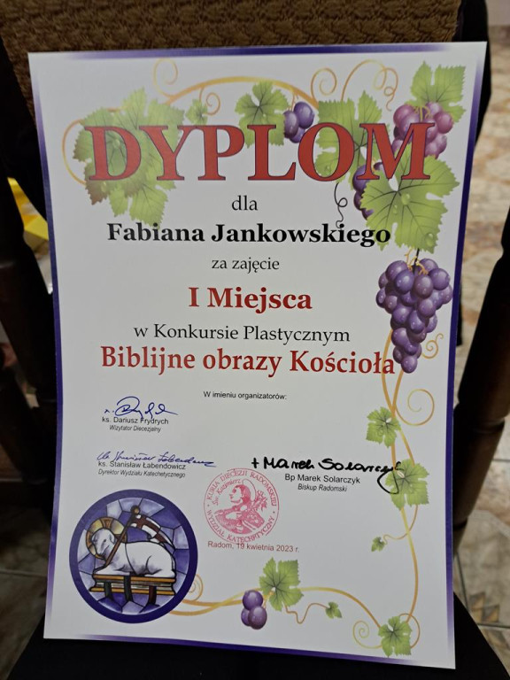 Fabian Jankowski z I miejscem w konkursie `Biblijne obrazy Kościoła` [zdjęcia]