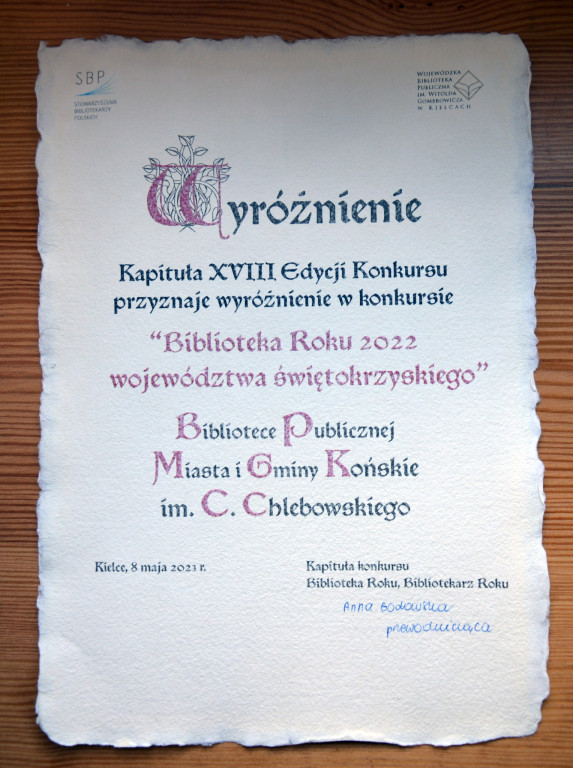 Konecka Biblioteka i burmistrz Obratański nagrodzeni w Kielcach [zdjęcia]