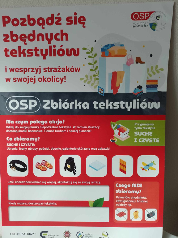 OSP Fałków prowadzi zbiórkę tekstyliów