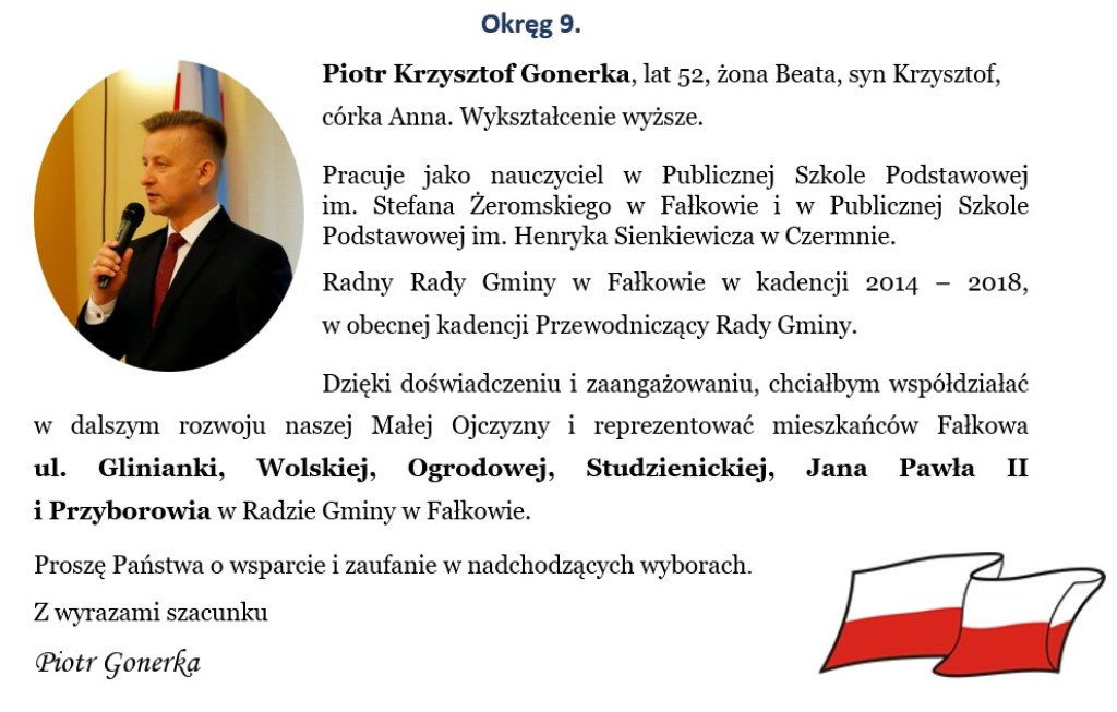 Rozwój Gminy naszym celem. Henryk Konieczny i KWW Samorząd Gminy Fałków - 2024 z apelem i prezentacją kandydatów