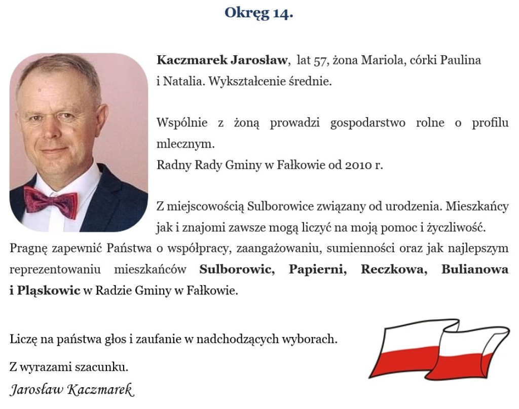 Rozwój Gminy naszym celem. Henryk Konieczny i KWW Samorząd Gminy Fałków - 2024 z apelem i prezentacją kandydatów