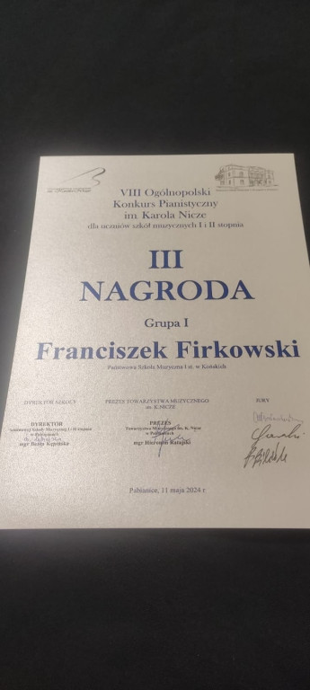Franciszek Firkowski laureatem ogólnopolskich konkursów pianistycznych