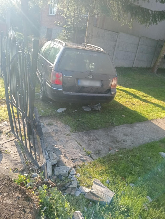 Auto wjechało w ogrodzenie posesji w Skrzyszowie. Policja wciąż ustala szczegóły [zdjęcia]