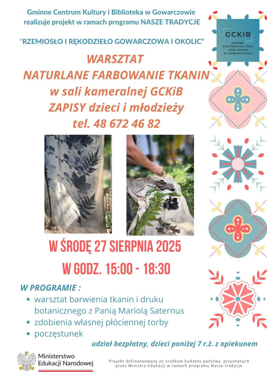 Warsztaty z rzemiosła dla dzieci i młodzieży z gminy Gowarczów