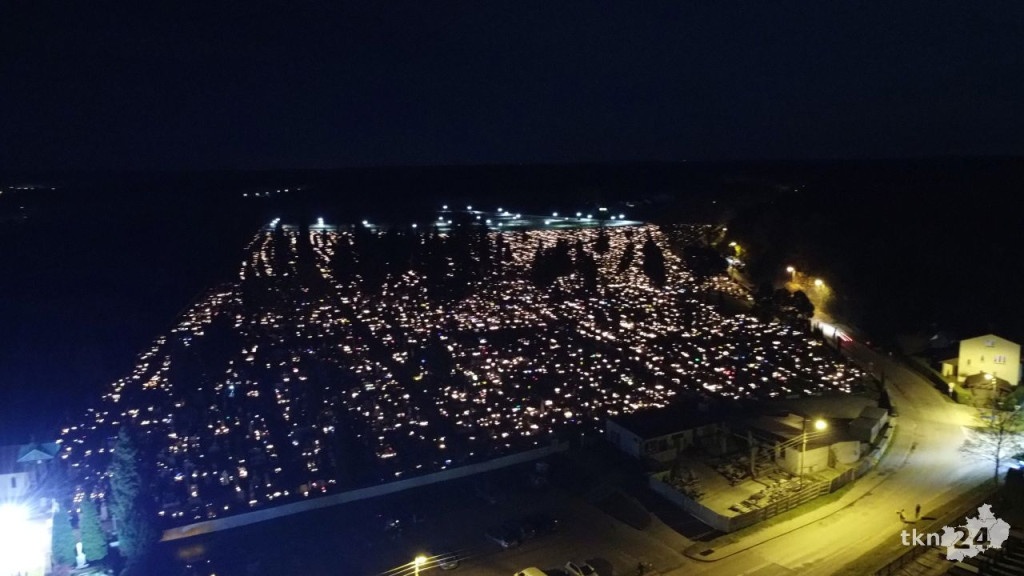 Konecki cmentarz z drona. Zobaczcie nocne ujęcia