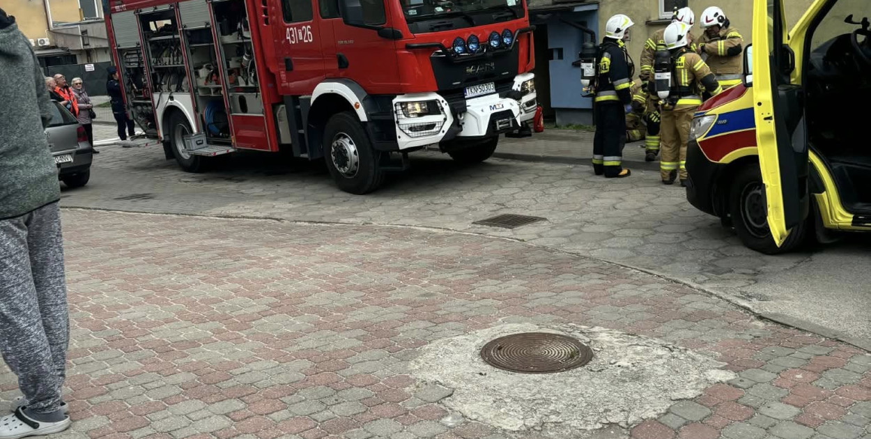 Pożar w bloku przy ul. Hubala w Końskich