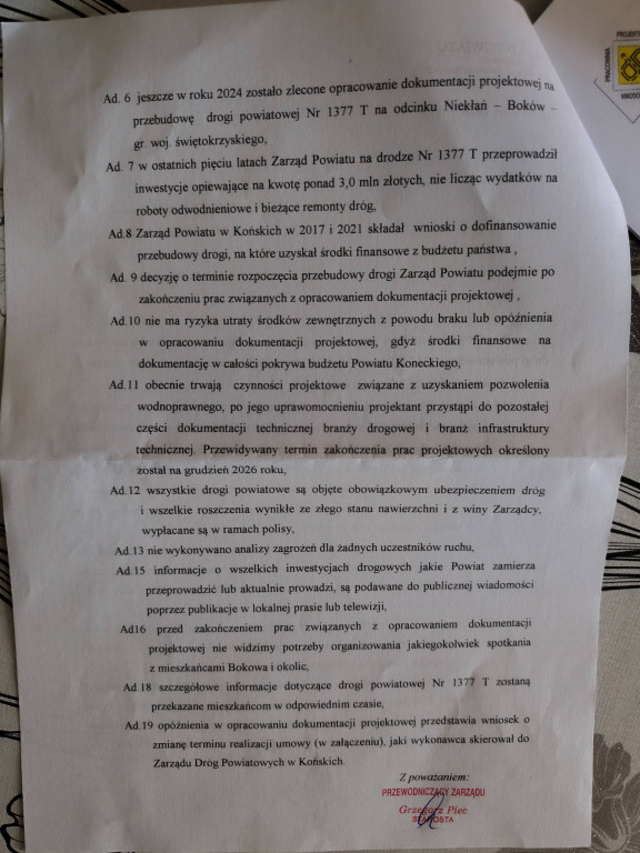 Droga w gminie Stąporków w alarmującym stanie