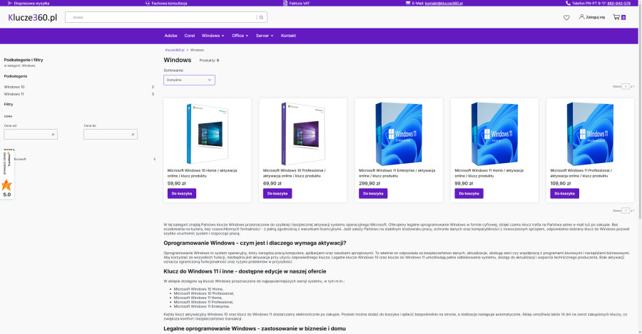 Sklep Klucze360.pl - Klucze Windows 11