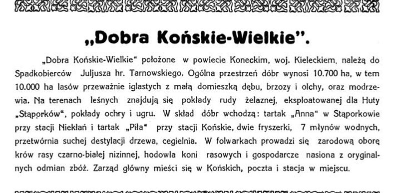O dobrach Końskie-Wielkie z W Dziesięciolecie Zmartwychwstania Polski