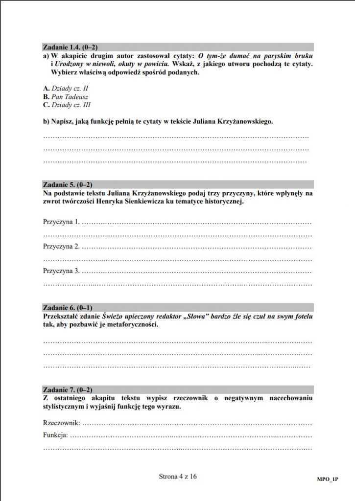 Zinterpretuj Podany Utwór Postaw Tezę Interpretacyjną I Uzasadnij Ją Próbny egzamin maturalny 2020 - arkusz | TKN24
