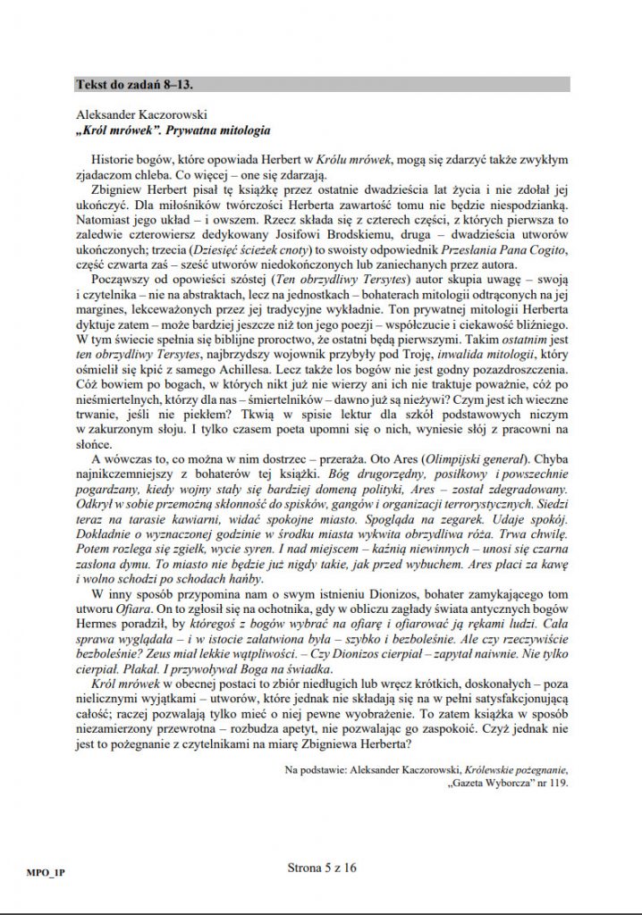 Zinterpretuj Podany Utwór Postaw Tezę Interpretacyjną I Uzasadnij Ją Próbny egzamin maturalny 2020 - arkusz | TKN24