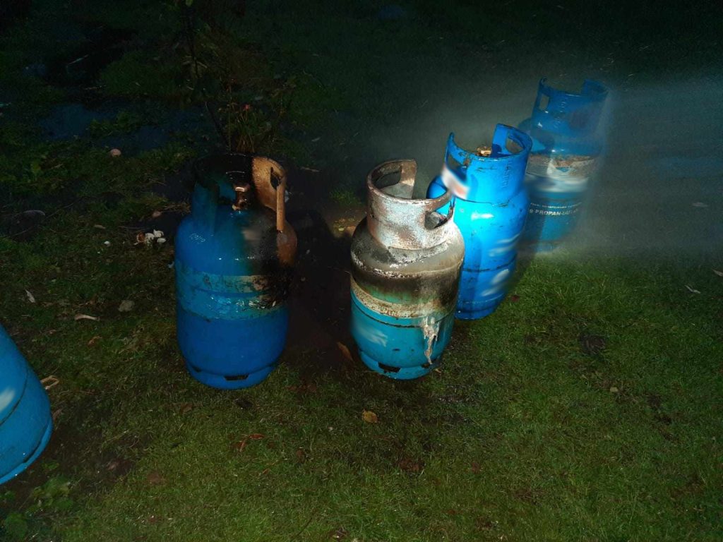 Pożar butli gazowej w Mninie w gminie Słupia Konecka