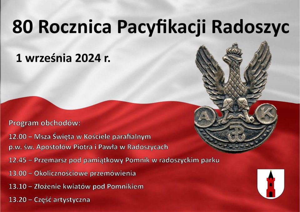 Program obchodów 80. rocznicy Pacyfikacji Radoszyc