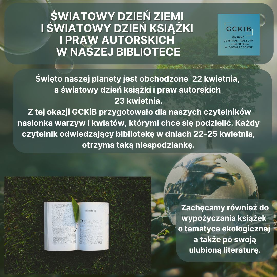 Ekologiczno-czytelnicza akcja w Gowarczowie z okazji Dnia Ziemi i Dnia Książki