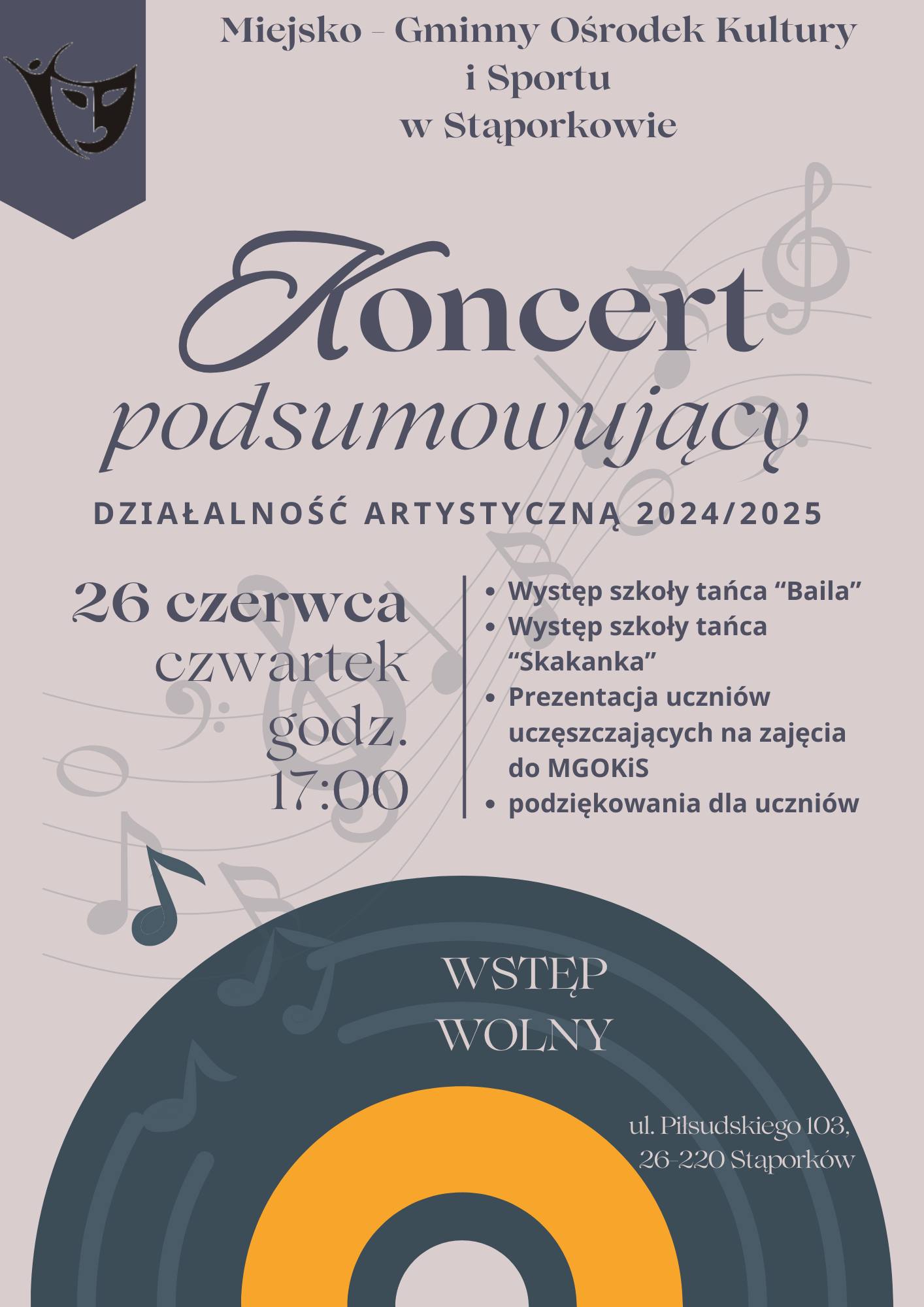 MGOKiS w Stąporkowie zaprasza na koncertowe zakończenie roku artystycznego
