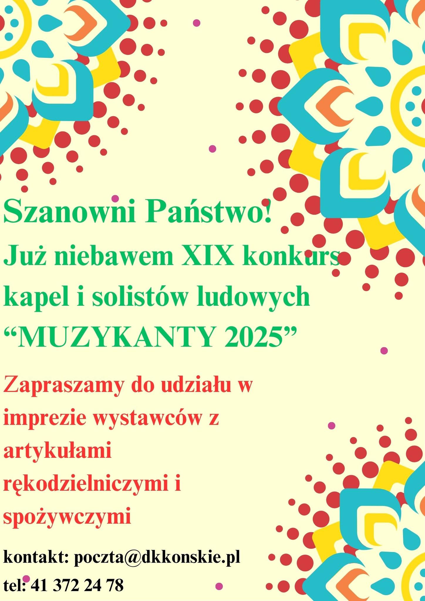 Wystawcy z rękodziełem i żywnością poszukiwani na konkurs Muzykanty 2025