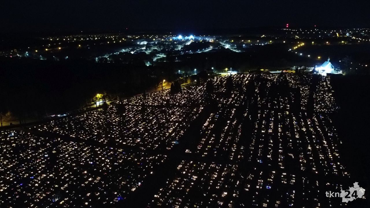 Konecki cmentarz z drona. Zobaczcie nocne ujęcia
