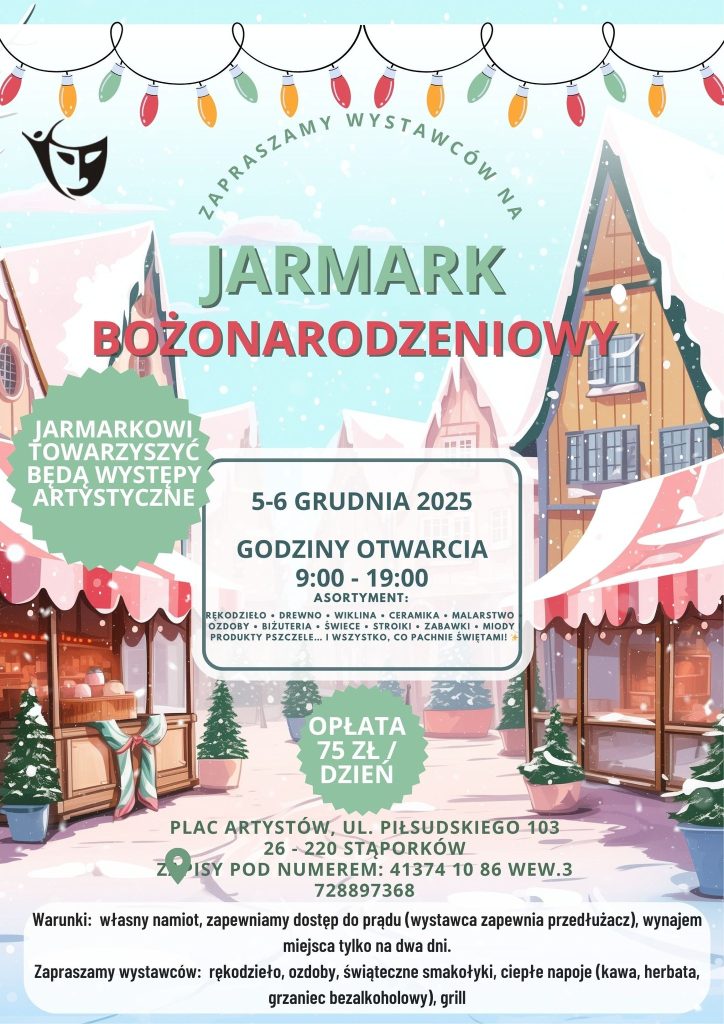 MGOKiS w Stąporkowie zaprasza wystawców na Kiermasz Bożonarodzeniowy