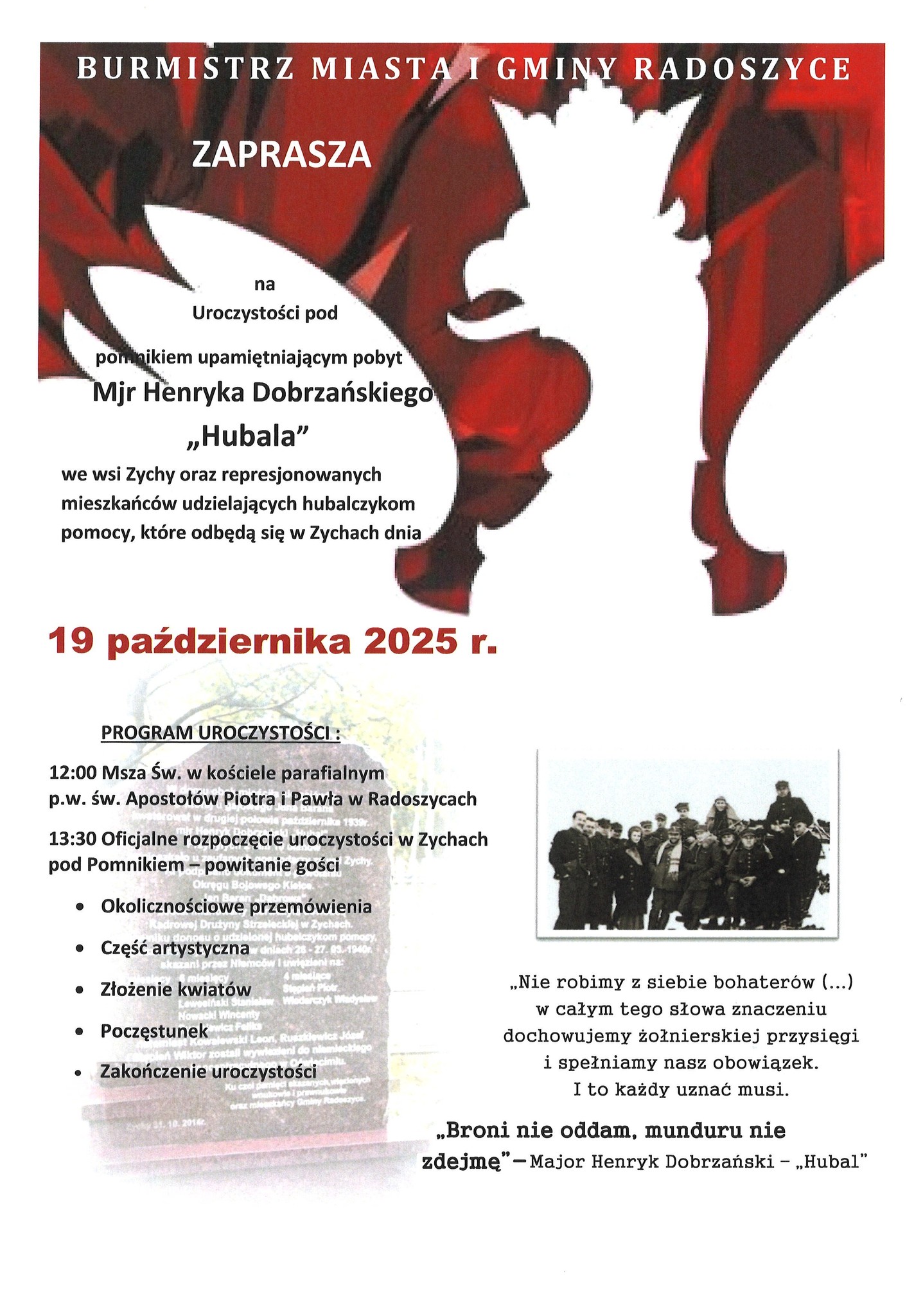 W Zychach upamiętnią majora Hubala