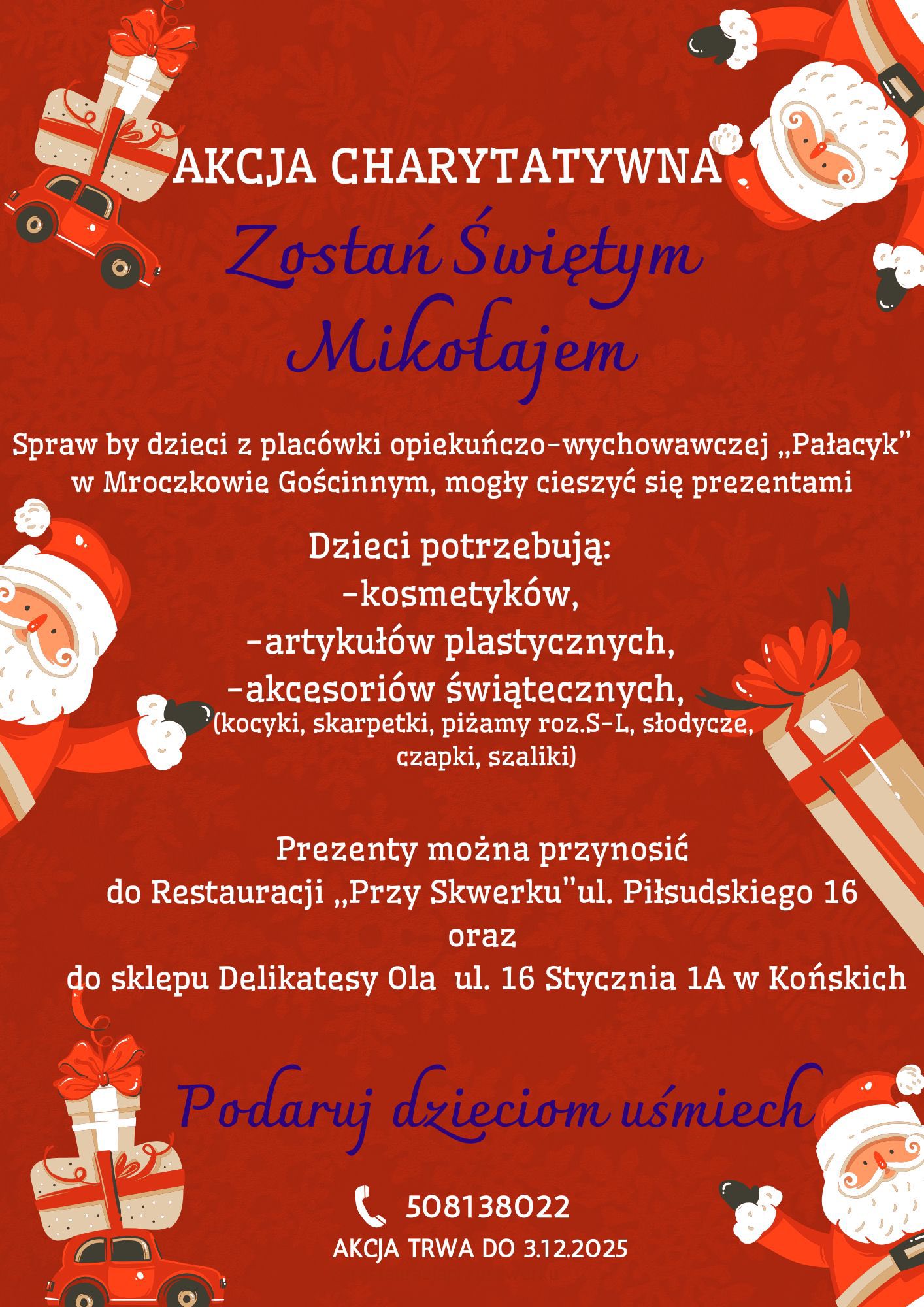 Zostań Świętym Mikołajem i wesprzyj dzieci z placówki opiekuńczo-wychowawczej