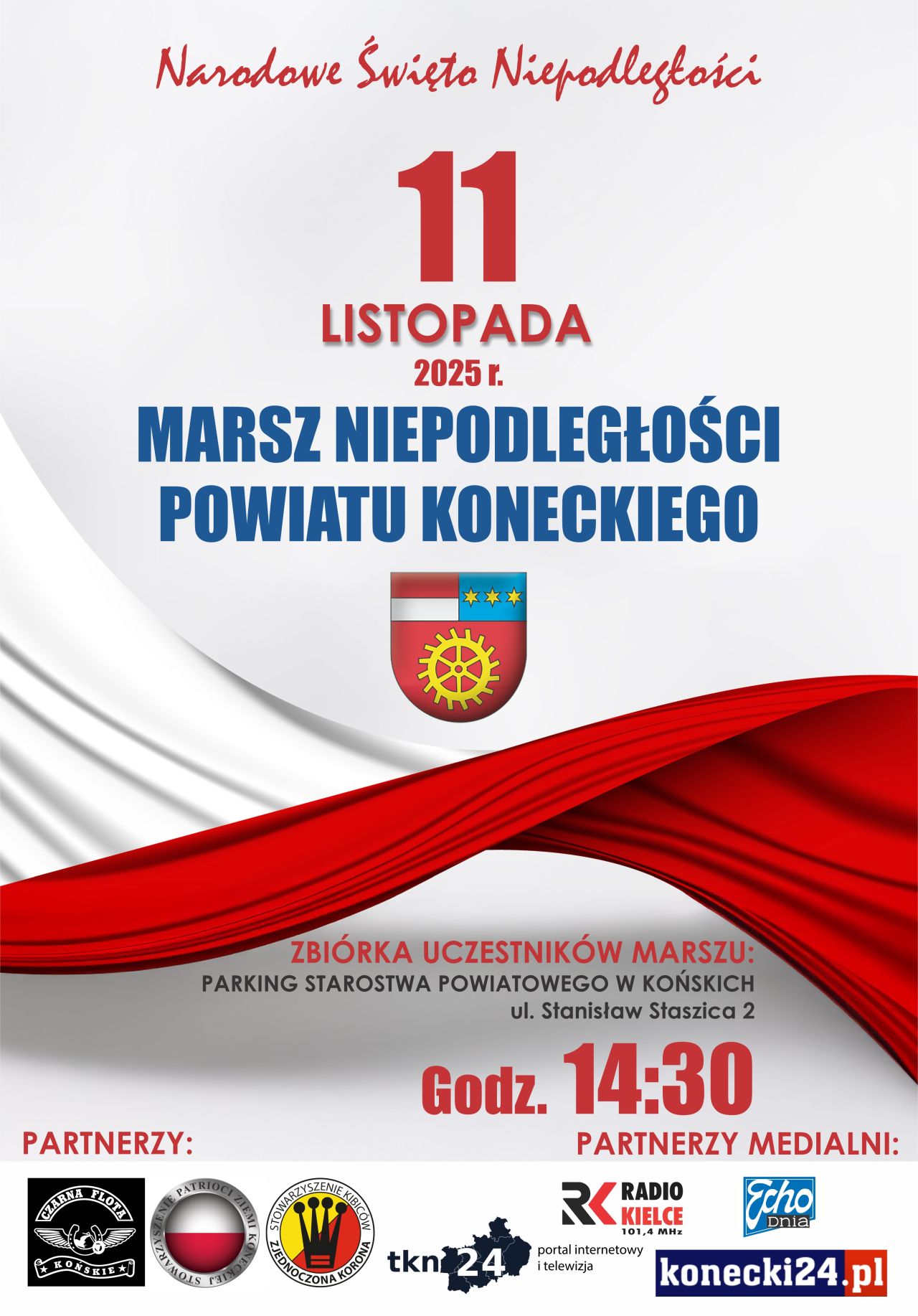 Powiatowy Marsz Niepodległości przejdzie ulicami Końskich [wideo]