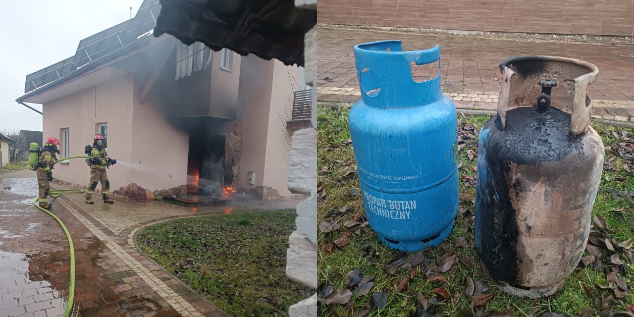 Pożar w Sokołowie. Mężczyzna doznał obrażeń [zdjęcia]