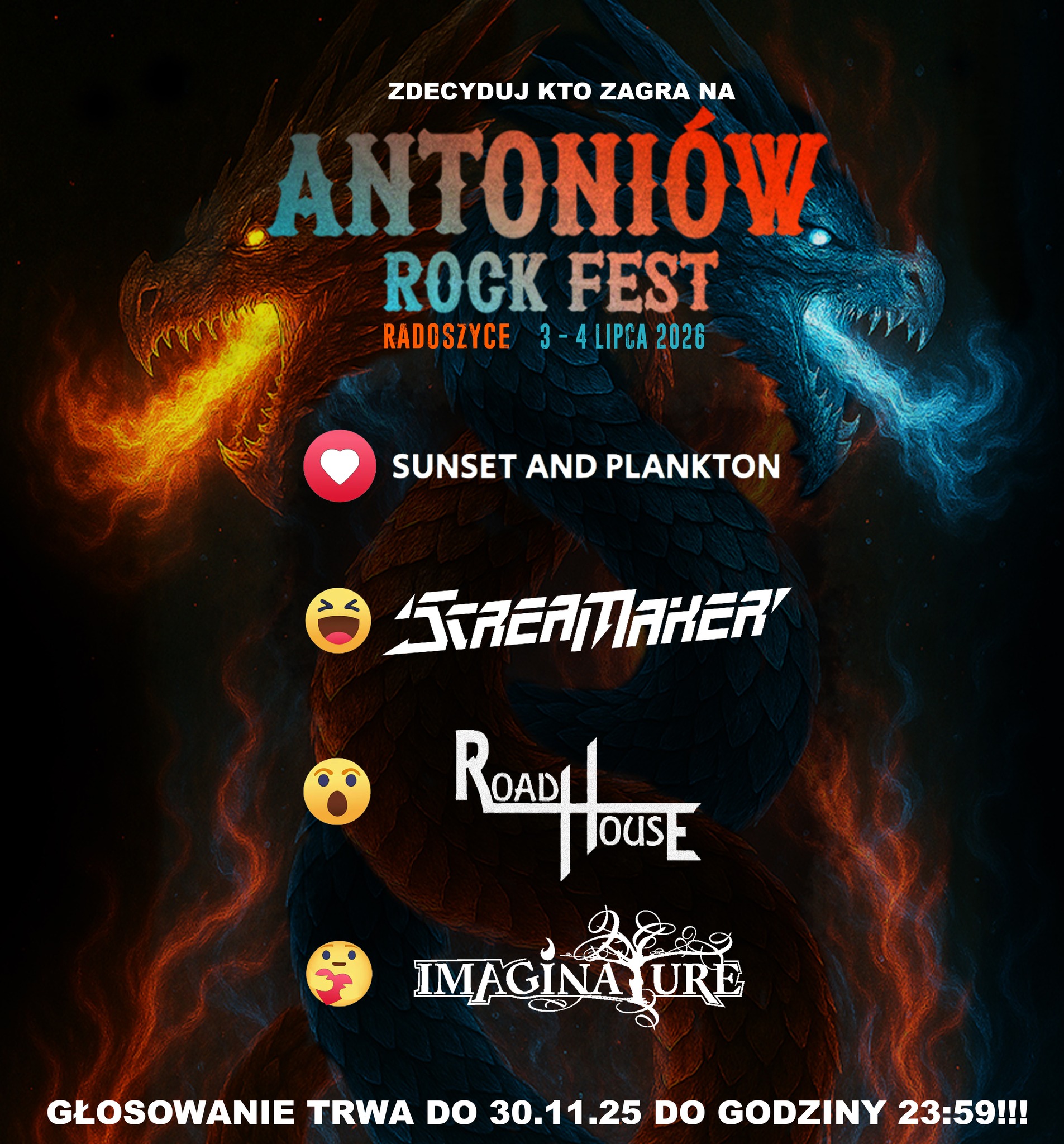Wybierz zespół, który wystąpi na Antoniów Rock Fest 2026. Trwa konkurs