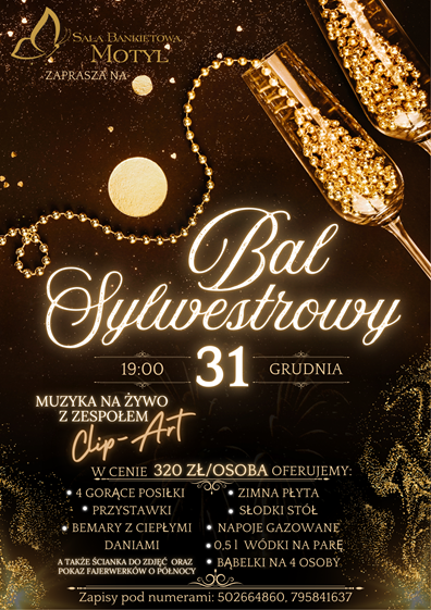 Sala Motyl zaprasza na sylwestra. Zabawa z muzyką na żywo!