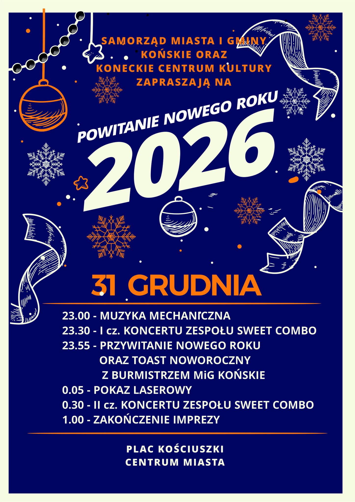 Miejski sylwester w Końskich. Zaproszenie